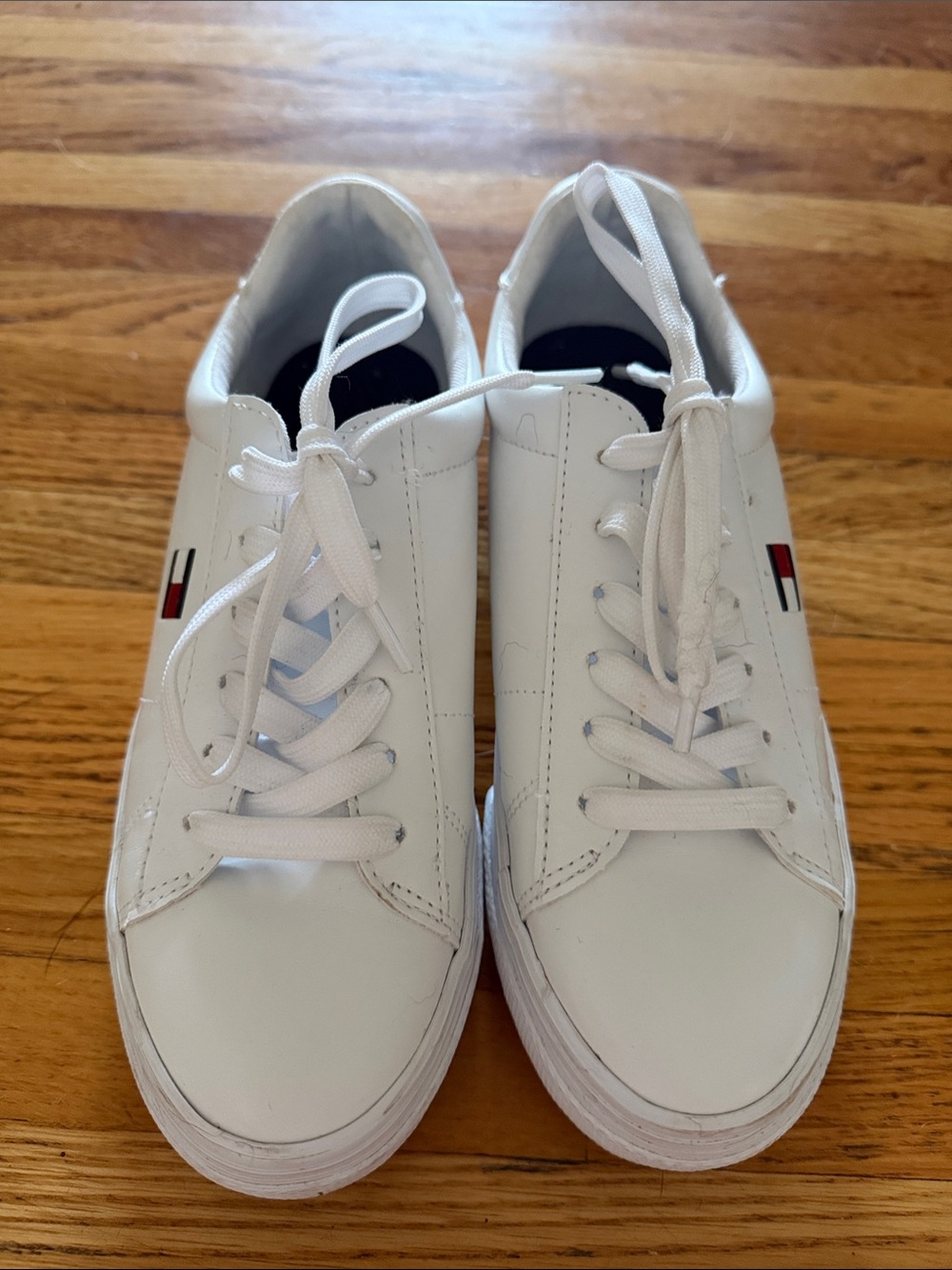 Tommy Hilfiger White Leather Sneakers with Flag Detail - Men